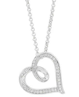 Diamond Swirl Heart Pendant Necklace (1/4 ct. t.w.) in Sterling Silver, 16" + 2" extender