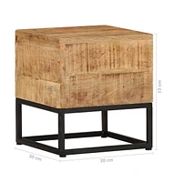 Side Table 11.8"x11.8"x13" Rough Mango Wood