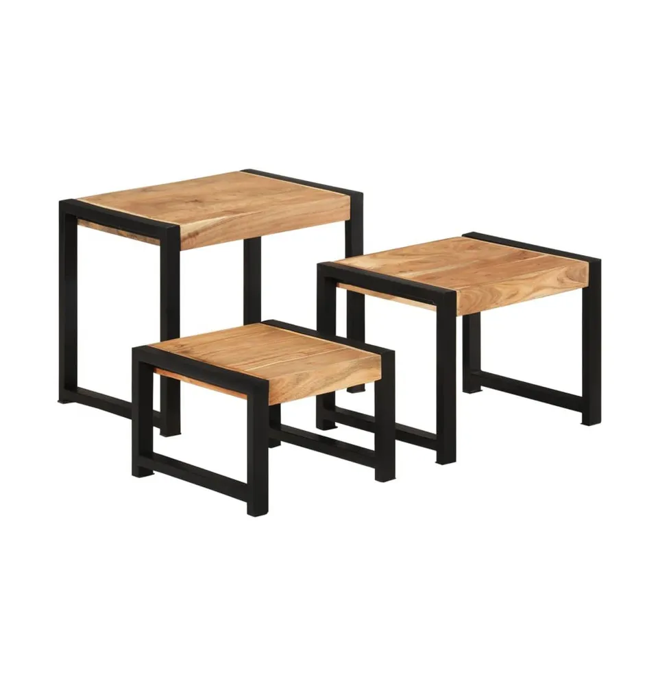 Nesting Tables 3 pcs Solid Wood with Sheesham Finish