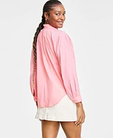 Women's Long-Sleeve Ruffle-Neck Top, Created for Macy's