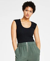 Bar Iii Women's Scoop-Neck Textured Bodysuit, Created for Macy's