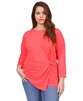 Michael Kors Plus Ring Twist 3/4-Sleeve Top