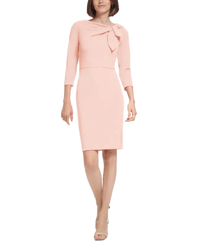 Calvin Klein Women's Bow-Neck 3/4-Sleeve Sheath Dress