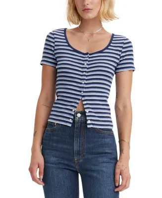 Levi's Women's Britt Cropped Snap-Front Short-Sleeve Top