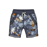 Boy French Terry Short Printed Palm Tree And Surf - Toddler|Child
