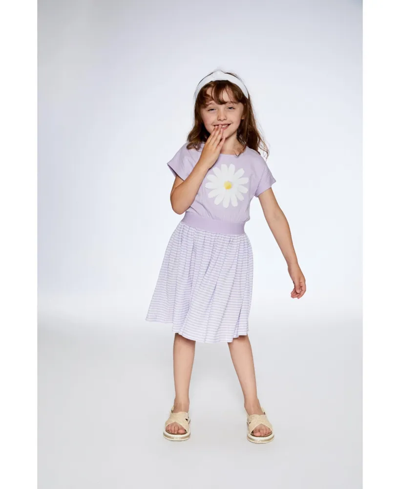 Girl Crinkle Dress With Applique Vichy Lilac