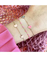 The Lovery Pink Pearl Heart Station Bracelet 14K Gold