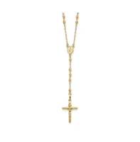 14k Gold Diamond-cut Beaded Rosary Pendant Necklace 24