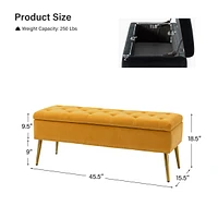 Modern Velvet Storage Ottoman Bench for Living Room Dining Room
