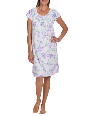 Miss Elaine Women's Floral Short-Sleeve Nightgown