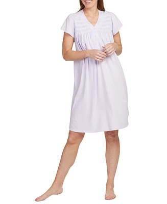 Miss Elaine Women's Ruched Short-Sleeve Nightgown