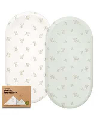 Bassinet Sheet for Baby Girls, Boys, 2-Pack Isla Fitted Sheets, Mattress Sheets