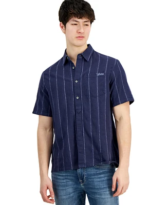 Guess Men's Boxi Textured Stripe Short-Sleeve Button-Down Shirt