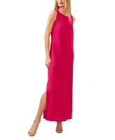 Msk Women's Round-Neck Sleeveless Side-Slit Maxi Dress