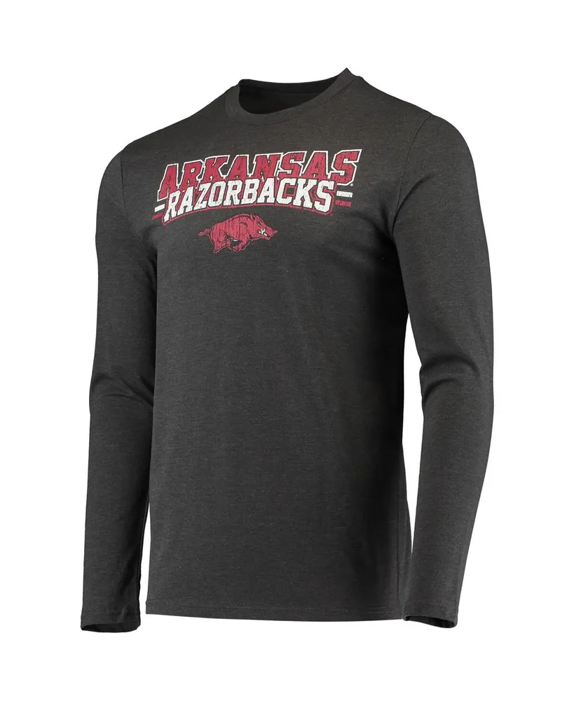 Men's Concepts Sport Cardinal, Heathered Charcoal Distressed Arkansas Razorbacks Meter Long Sleeve T-shirt and Pants Sleep Set