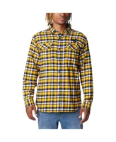 Men's Columbia Gold West Virginia Mountaineers Flare Gun Flannel Long Sleeve Shirt