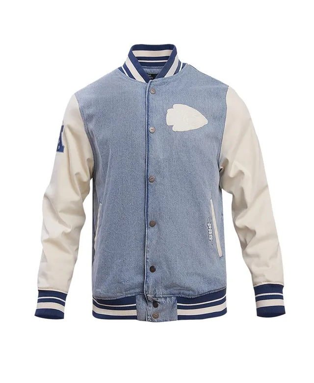 Pro Standard Men's Pro Standard Denim Distressed Kansas City Chiefs Varsity  Blues Full-Snap Varsity Jacket