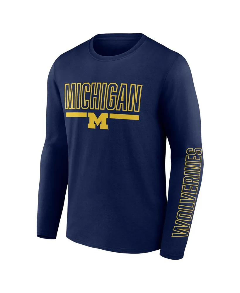 Men's Profile Navy Michigan Wolverines Big and Tall Two-Hit Graphic Long Sleeve T-shirt