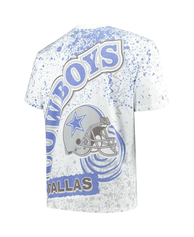 Men's Mitchell & Ness White Dallas Cowboys Big and Tall Allover Print T-shirt