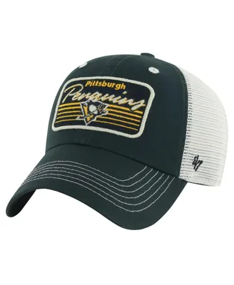 Men's '47 Brand Black Pittsburgh Penguins Five Point Patch Clean Up Adjustable Hat