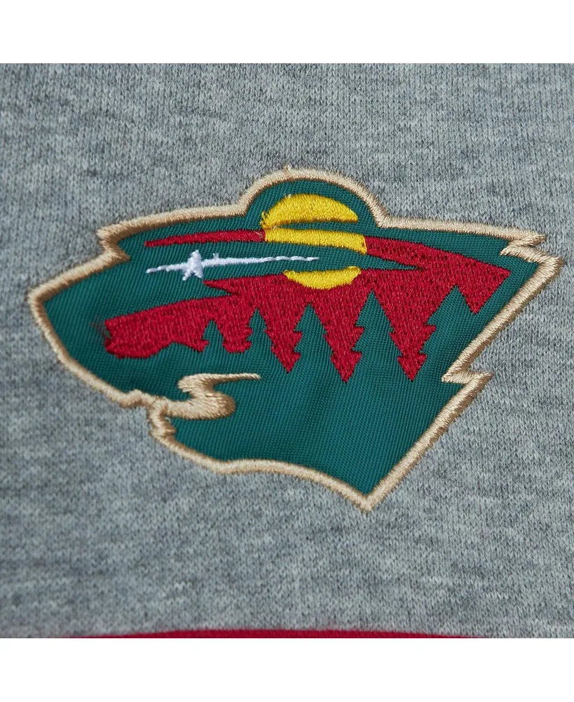 Men's Mitchell & Ness Green, Gray Minnesota Wild Head Coach Pullover Hoodie