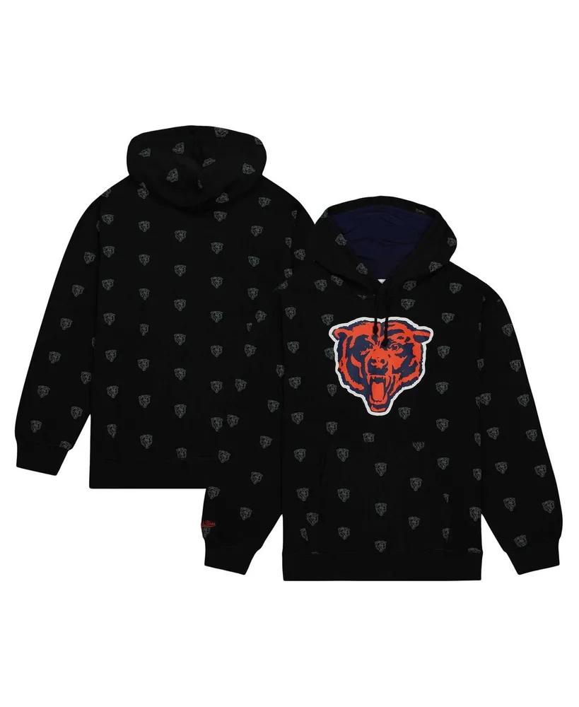 Men's Mitchell & Ness Black Chicago Bears Allover Print Fleece Pullover Hoodie