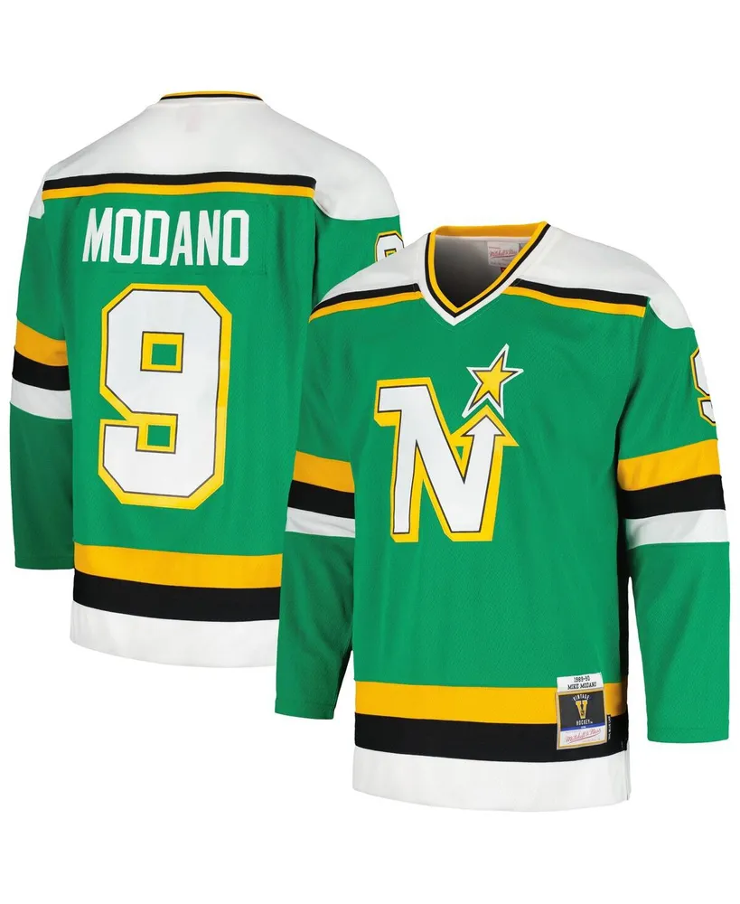 Men's Mitchell & Ness Mike Modano Kelly Green Minnesota North Stars 1989/90 Blue Line Player Jersey