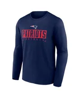 Men's Fanatics Navy New England Patriots Stack The Box Long Sleeve T-shirt