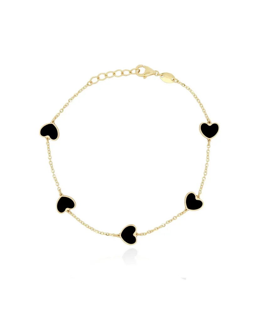 The Lovery Onyx Heart Station Bracelet 14K Gold