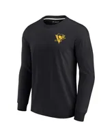 Men's and Women's Fanatics Signature Black Pittsburgh Penguins Super Soft Long Sleeve T-shirt