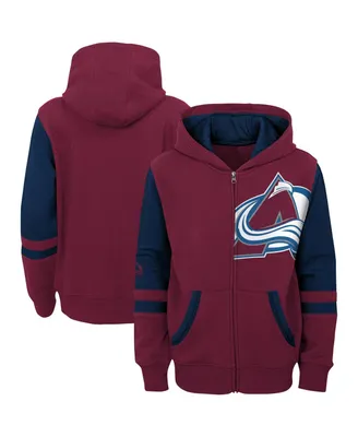 Big Boys Burgundy Colorado Avalanche Face Off Color Block Full-Zip Hoodie