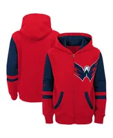 Big Boys Red Washington Capitals Face Off Color Block Full-Zip Hoodie