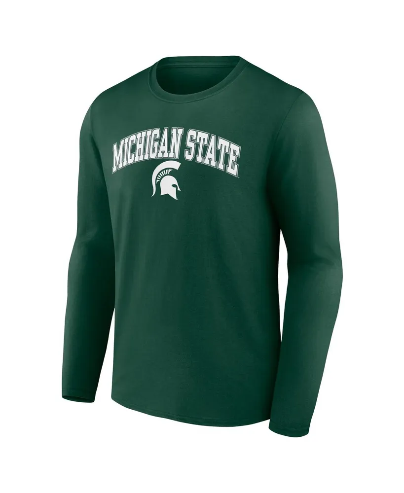 Men's Fanatics Green Michigan State Spartans Campus Long Sleeve T-shirt