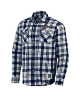 Men's Darius Rucker Collection by Fanatics Navy Detroit Tigers Plaid Flannel Button-Up Shirt