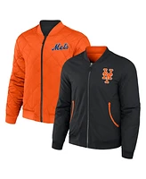Men's Darius Rucker Collection by Fanatics Black, Orange New York Mets Reversible Full-Zip Bomber Jacket