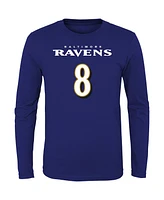 Big Boys Lamar Jackson Purple Baltimore Ravens Mainliner Player Name and Number Long Sleeve T-shirt