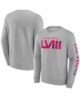 Men's Fanatics Gray Super Bowl Lviii Marble Wordmark Fleece Crew Sweatshirt