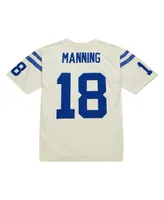 Men's Mitchell & Ness Peyton Manning Cream Indianapolis Colts Chainstitch Legacy Jersey