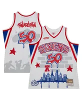 Men's Mitchell & Ness x Tats Cru White Philadelphia 76ers Hardwood Classics Fashion Jersey