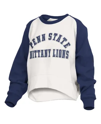Women's Pressbox White Penn State Nittany Lions Lotus Raglan Pullover Sweatshirt
