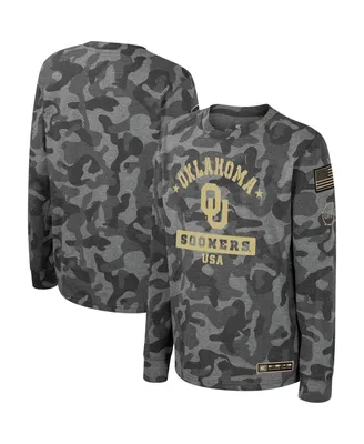 Big Boys Colosseum Camo Oklahoma Sooners Oht Military-Inspired Appreciation Dark Star Long Sleeve T-shirt