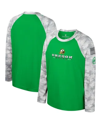 Big Boys Colosseum Green, Camo Oregon Ducks Oht Military-Inspired Appreciation Dark Star Raglan Long Sleeve T-shirt