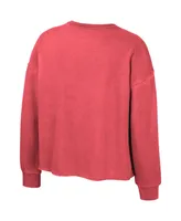 Big Girls Colosseum Red Wisconsin Badgers Audrey Washed Fleece Pullover Crewneck Sweatshirt