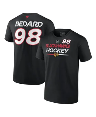 Men's Fanatics Connor Bedard Black Chicago Blackhawks Authentic Pro Prime Name and Number T-shirt