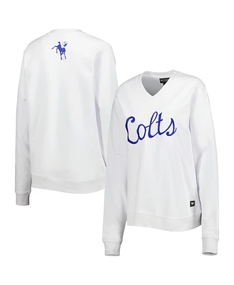 Women's The Wild Collective White Indianapolis Colts Cheer V-Neck Fleece Pullover Sweatshirt