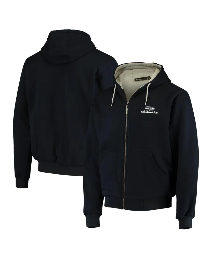 Men's Dunbrooke Navy Seattle Seahawks Craftsman Thermal-Lined Full-Zip Hoodie