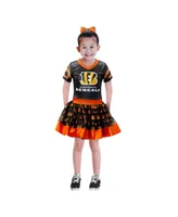 Girls Youth Black Cincinnati Bengals Tutu Tailgate Game Day V-Neck Costume