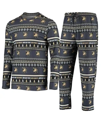 Men's Concepts Sport Black Army Knights Ugly Sweater Knit Long Sleeve Top and Pant Set