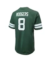 Men's Majestic Threads Aaron Rodgers Green Distressed New York Jets Name and Number Oversize Fit T-shirt