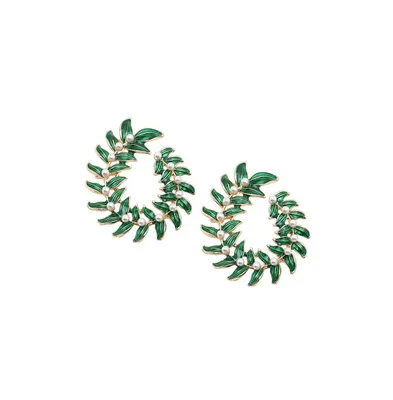 Sohi Women's Green Wreath Drop Earrings